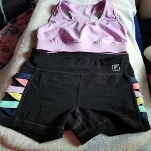 Fila sports bra and yoga short set